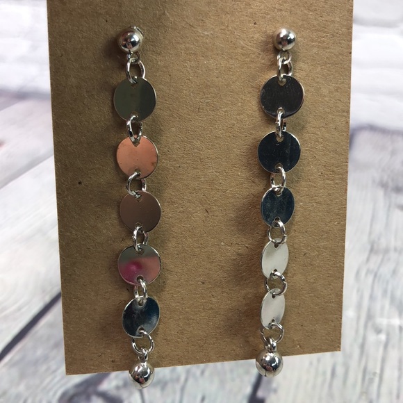 5/$25 Boho silver tone dainty circles linear dangl - Picture 8 of 10